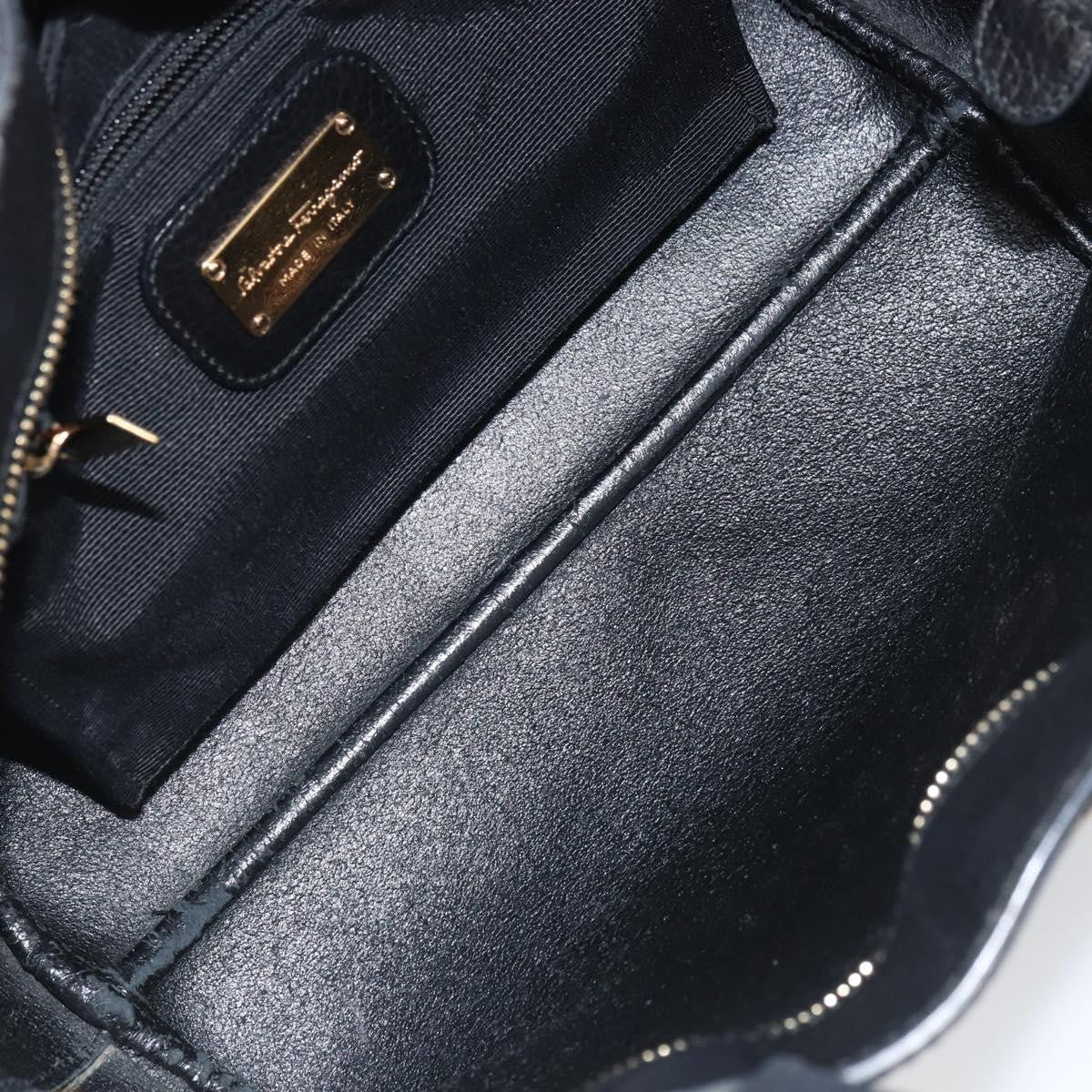 Salvatore Ferragamo Gancini Tote Leather, BLACK, LEATHER, Tote bag