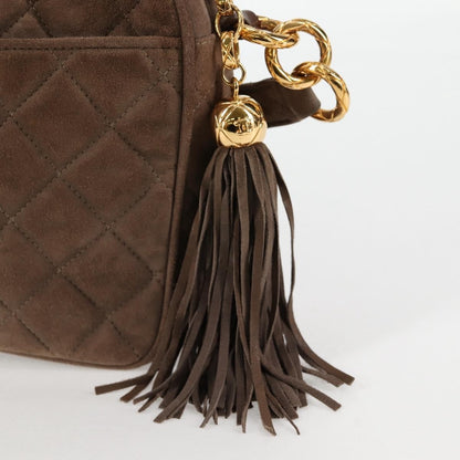 Chanel Vintage Front Pocket Camera Bag Quilted Suede, BROWN, SUEDE, Shoulder bag