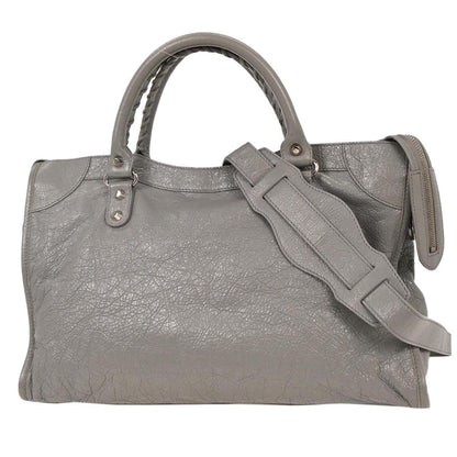 Balenciaga City Classic Studs Bag Leather, GRAY, LEATHER, Handbag