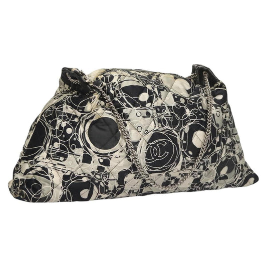Chanel Kaleidoscope Chain Tote Quilted Printed Satin, BLACK, SILK, Shoulder bag