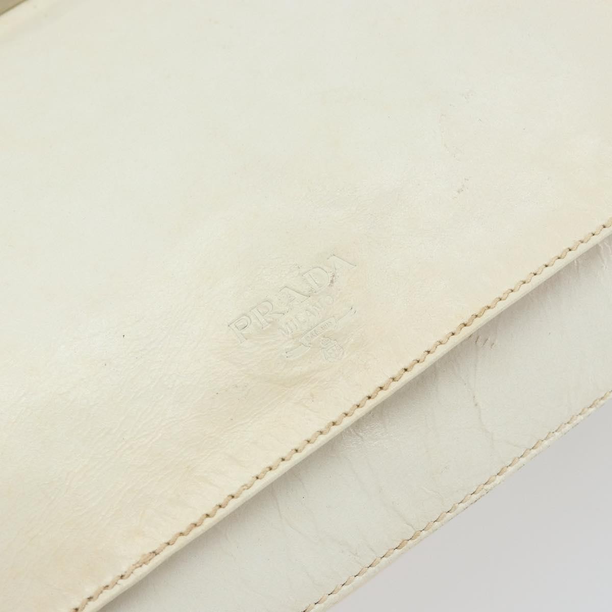 Prada Vintage Shoulder Bag Leather, WHITE, LEATHER, Shoulder bag