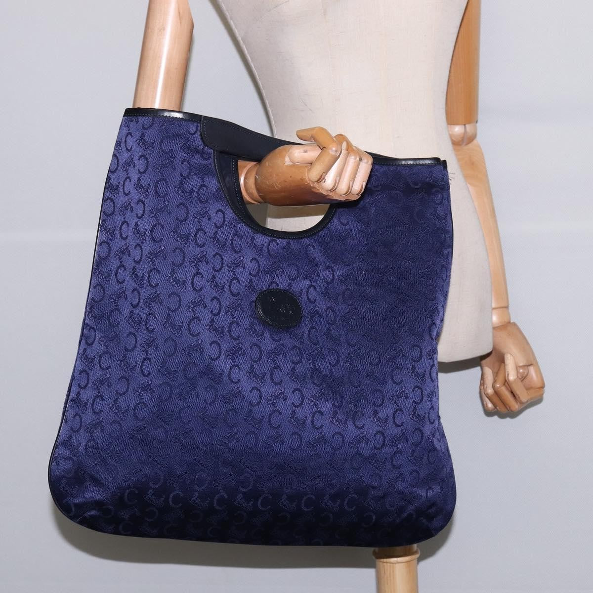 Celine C Sulky Handbag Canvas, NAVY, CANVAS, Handbag