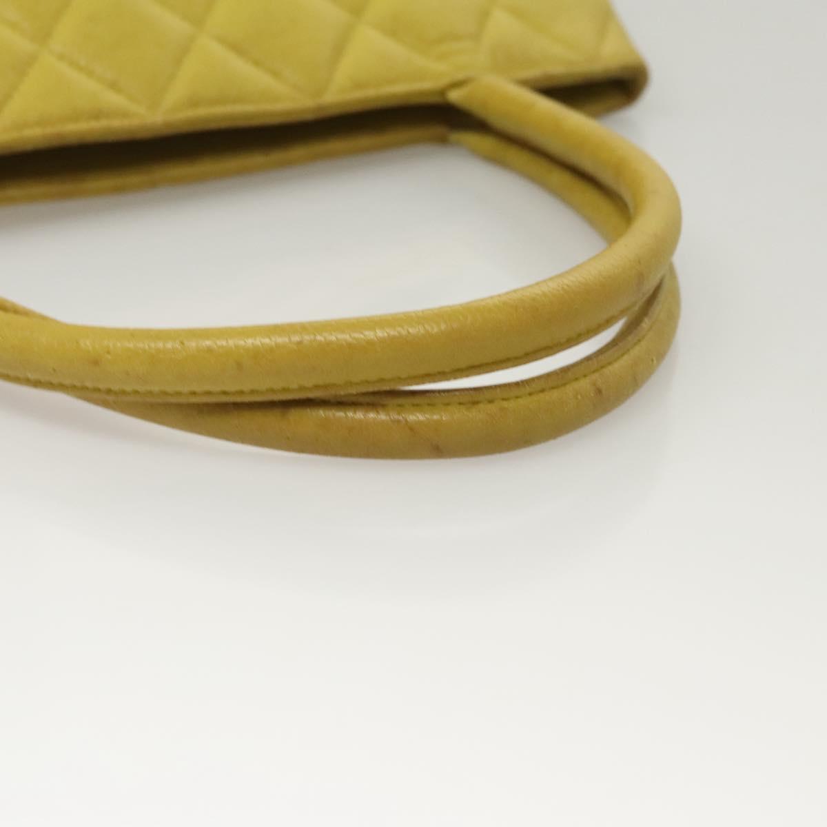 Chanel Medallion Tote Quilted Caviar, YELLOW, LEATHER, Tote bag