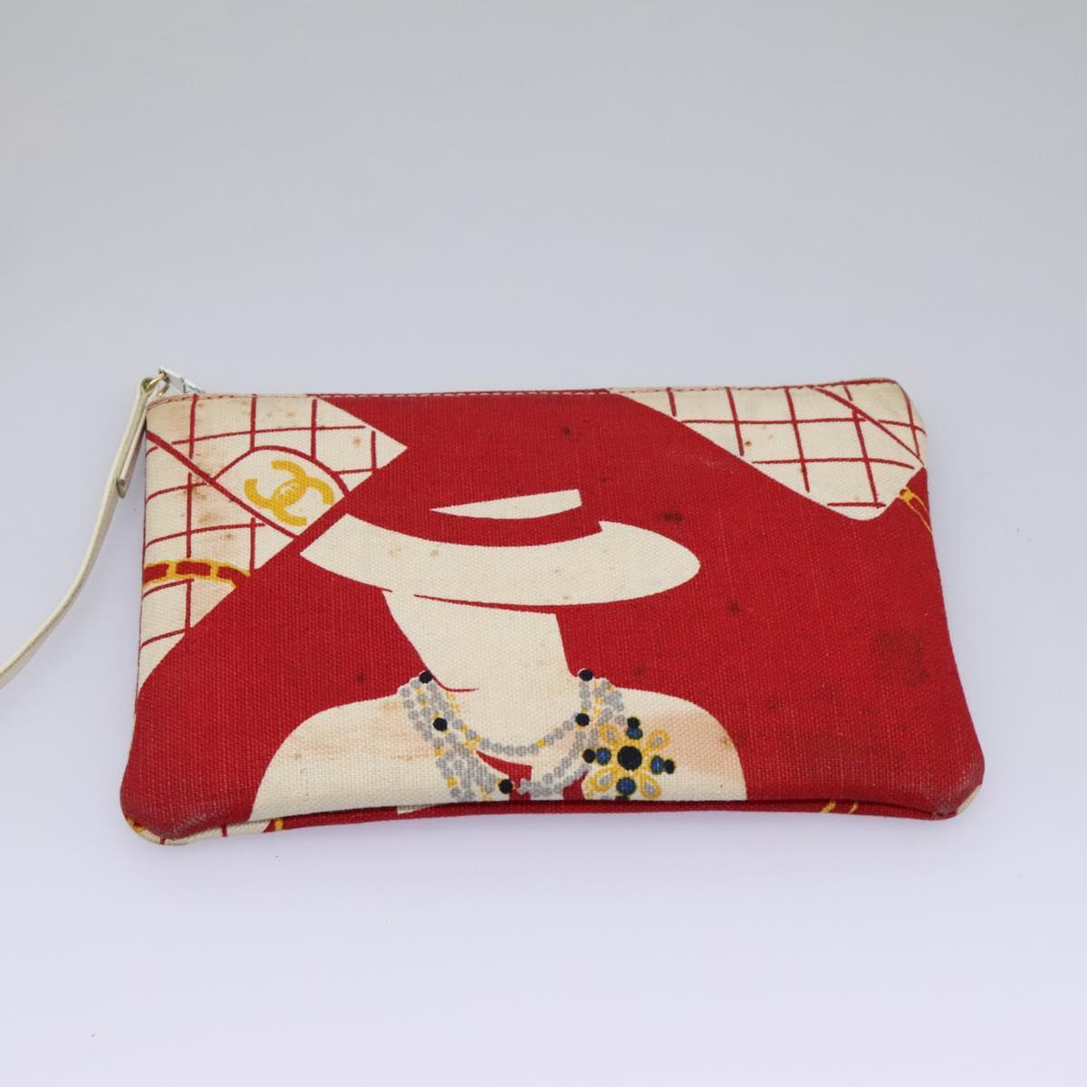 Chanel Chain Shoulder Bag Canvas, RED, CANVAS, Shoulder bag