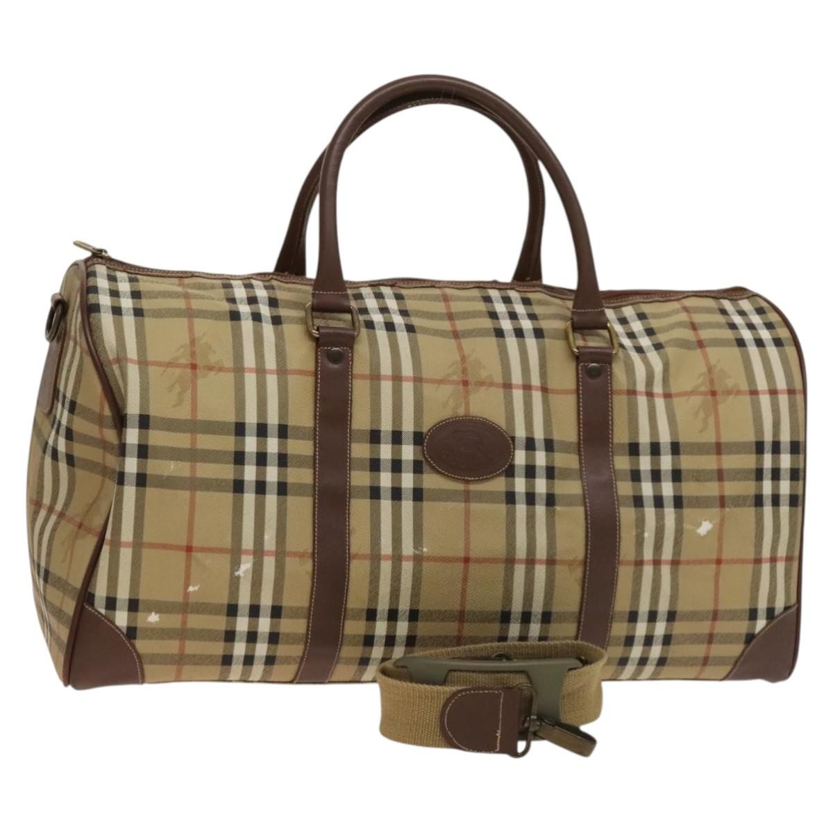 Burberry Nova check boston bag Canvas, Beige, PVC, Travel Bag