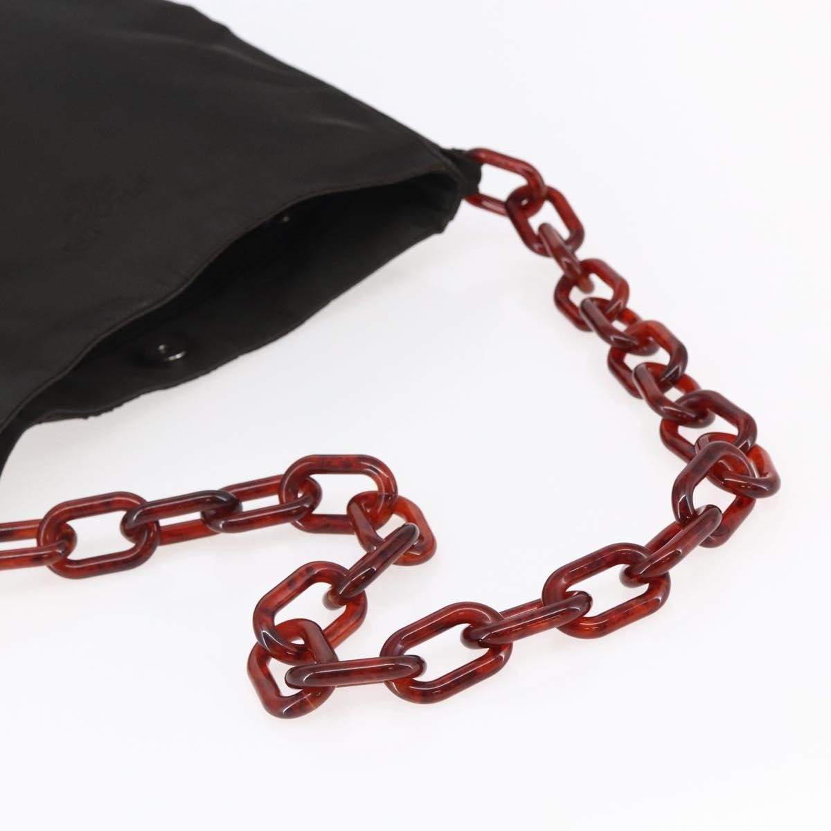 Prada Resin chain shoulder bag Nylon, BROWN, NYLON, Shoulder bag