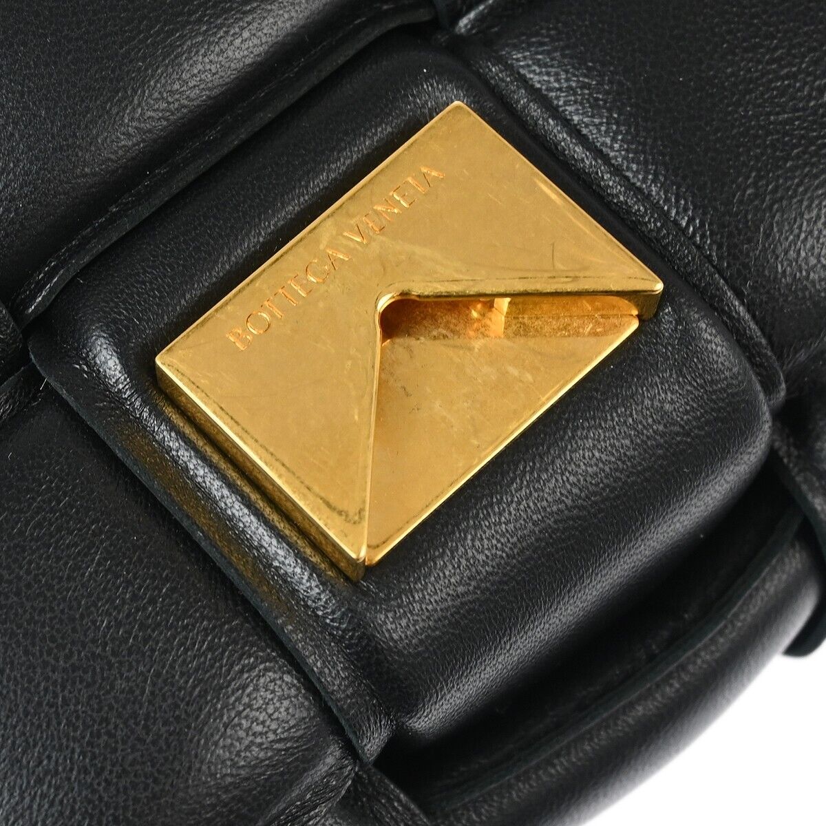 Bottega Veneta Cassette Chain Crossbody Bag Padded Maxi Intrecciato Leather, BLACK, LEATHER, Shoulder bag