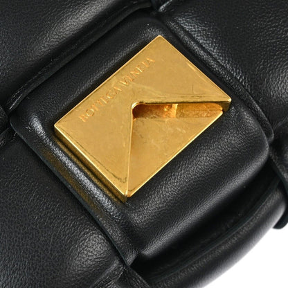 Bottega Veneta Cassette Chain Crossbody Bag Padded Maxi Intrecciato Leather, BLACK, LEATHER, Shoulder bag