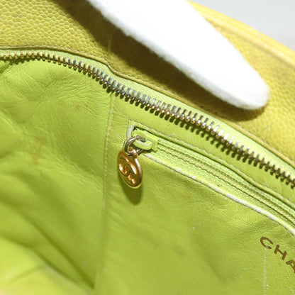 Chanel Medallion Tote Quilted Caviar, YELLOW, LEATHER, Tote bag