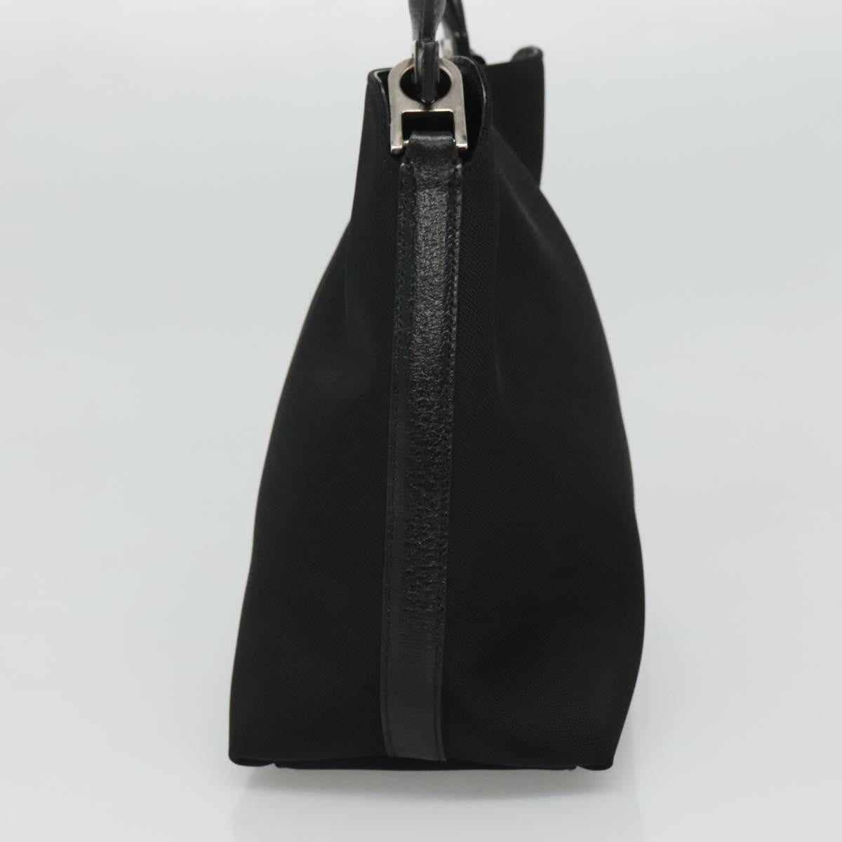 Salvatore Ferragamo Gancini handbag Canvas, BLACK, CANVAS, Handbag