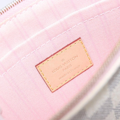 Louis Vuitton Neverfull Pochette Damier, WHITE, CANVAS, Clutche & pouche