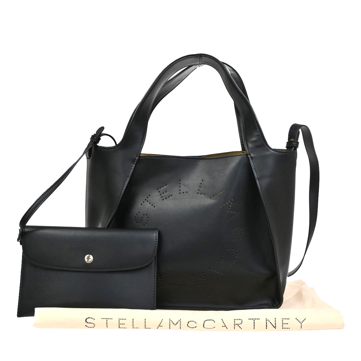 Stella McCartney Alter Tote Perforated Faux Leather, BLACK, FAUX_FUR, Tote bag