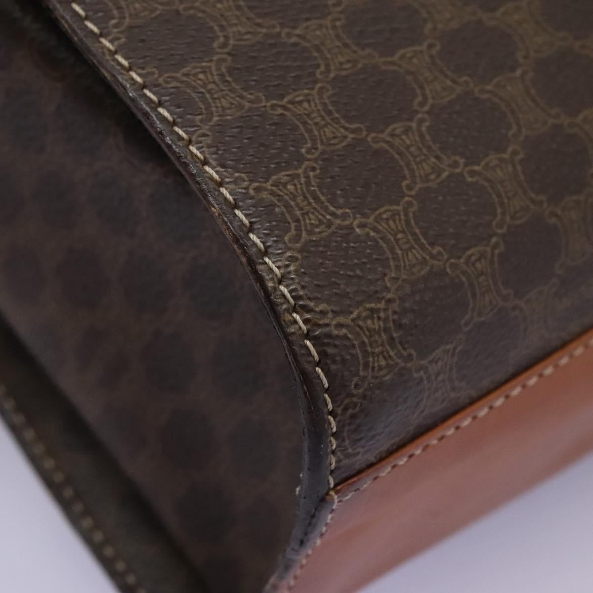 Celine Vintage Macadam Circle Logo Shoulder Bag Canvas and Leather, BROWN, CANVAS, Shoulder bag