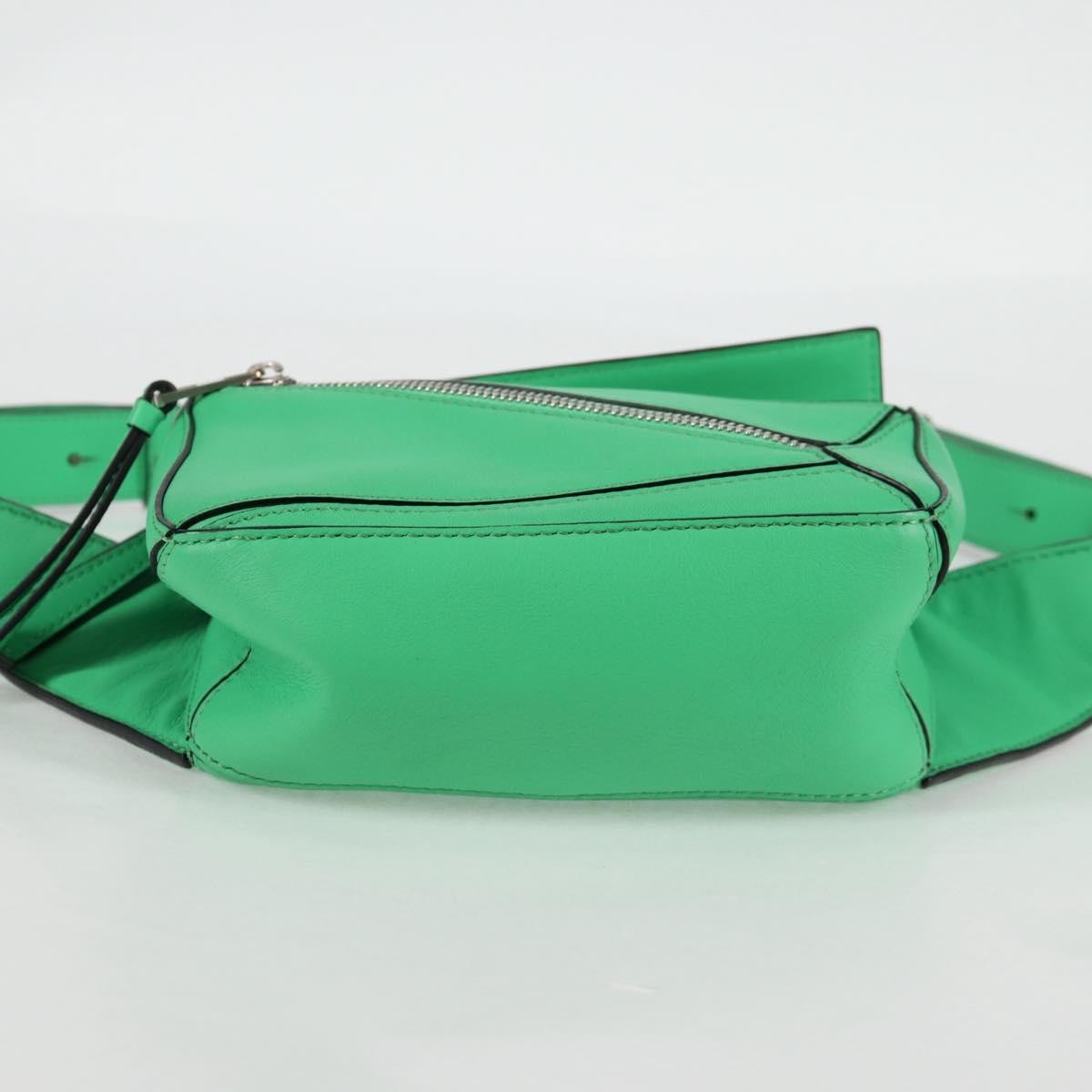 Loewe Puzzle Bumbag Leather, GREEN, LEATHER, Crossbody bag