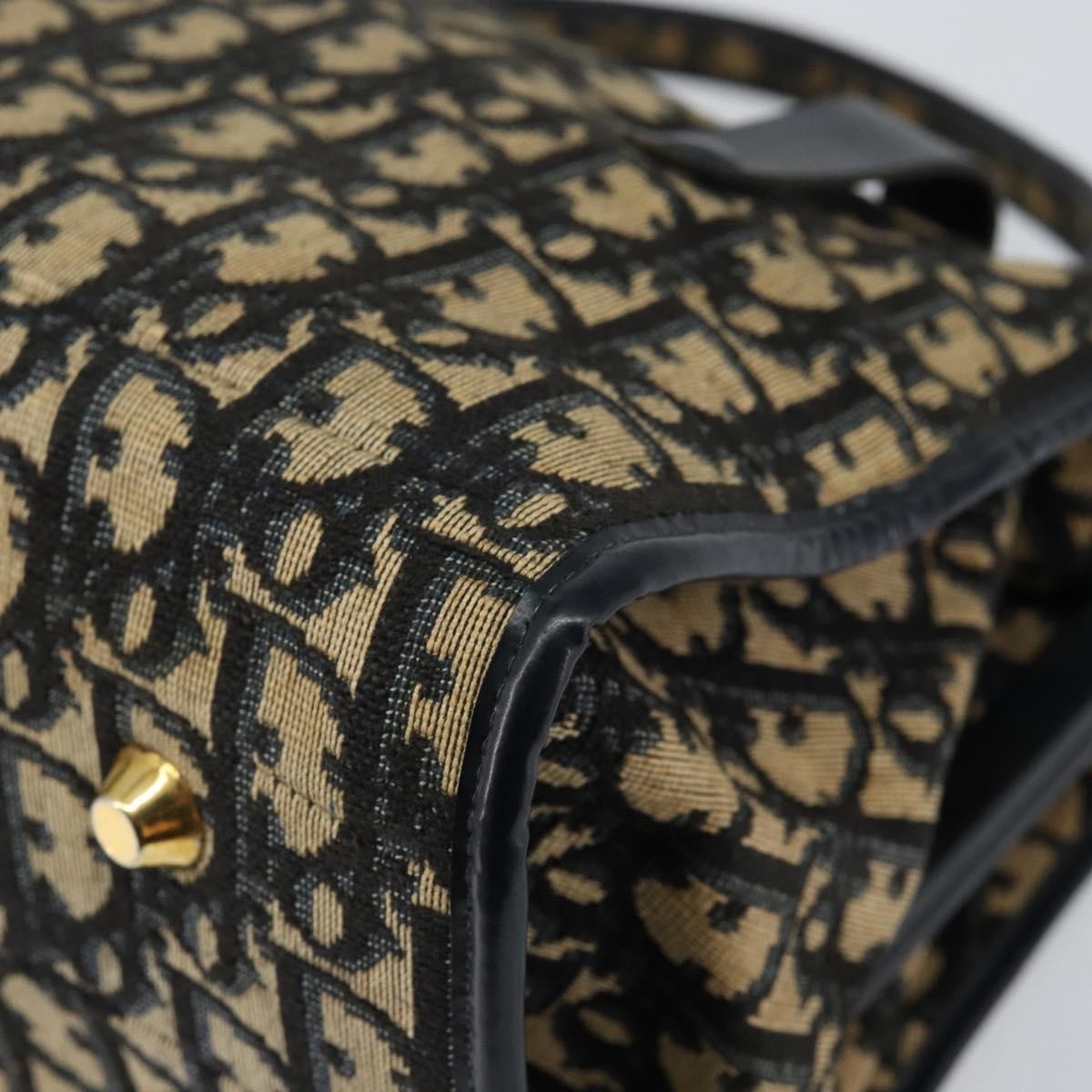 Christian Dior Vintage Trotter Handbag Canvas, NAVY, CANVAS, Handbag