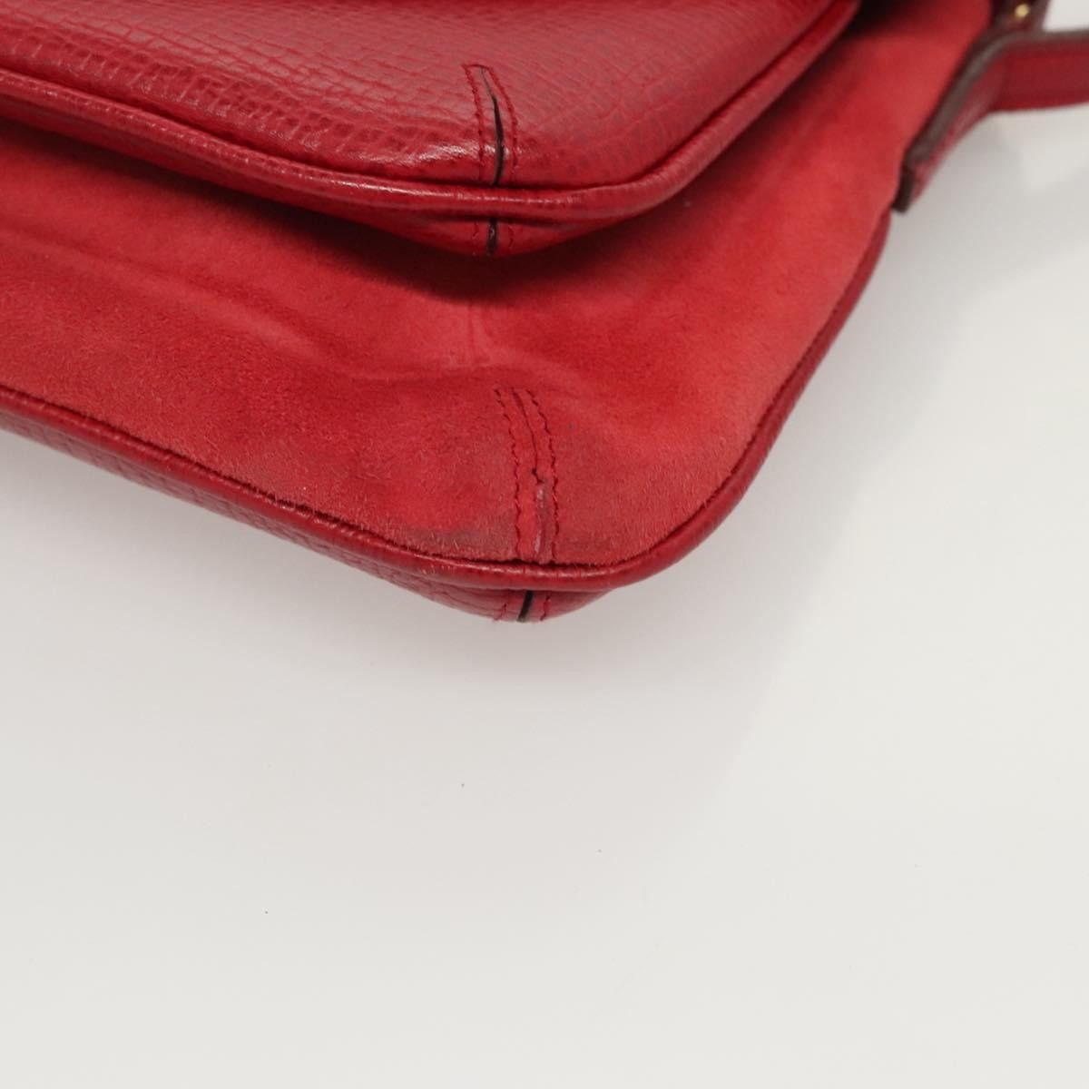 Loewe Anagram Shoulder Bag Leather, RED, SUEDE, Shoulder bag