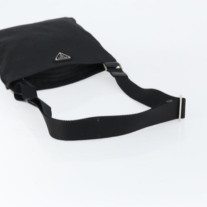 Prada Flat Messenger Bag Tessuto, BLACK, NYLON, Shoulder bag