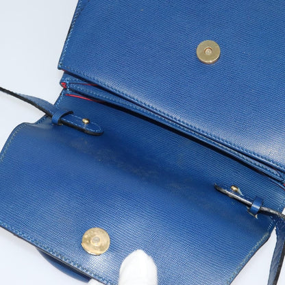 Celine Vintage Circle Logo Crossbody Bag Leather, BLUE, LEATHER, Crossbody bag