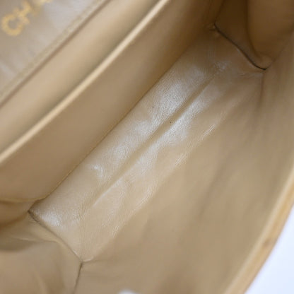 Chanel Vintage Envelope Flap Bag Quilted Lambskin, BEIGE, LEATHER, Clutche & pouche