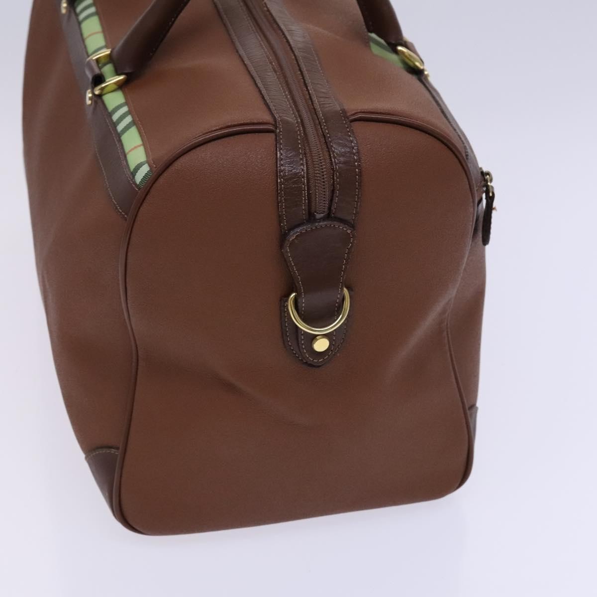 Burberry Front Pocket Zip Boston Bag House Check Canvas and Leather, BROWN, LEATHER, Travel bag