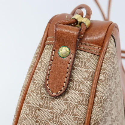 Celine Vintage Macadam Shoulder Bag Canvas and Leather, BEIGE, CANVAS, Shoulder bag