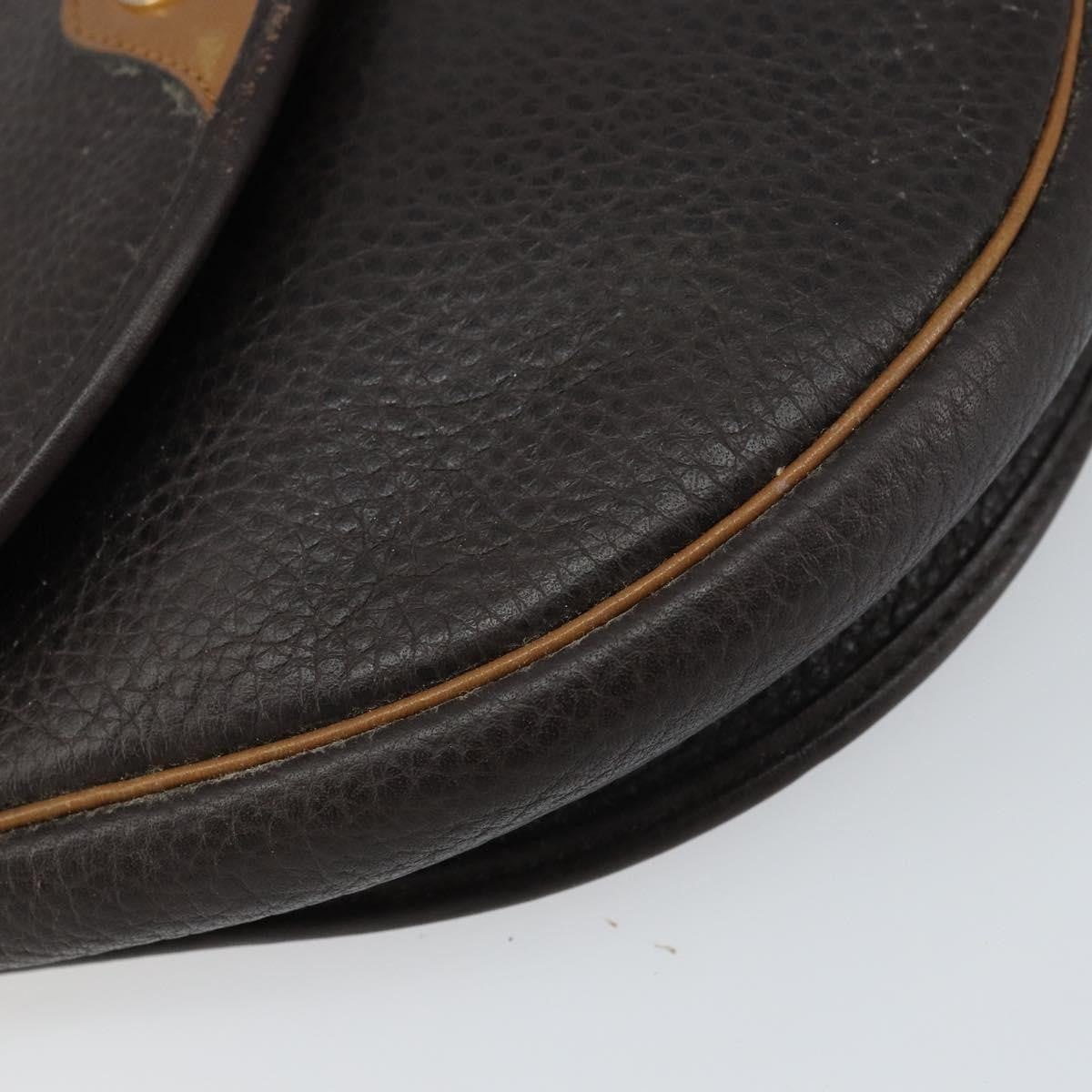 Christian Dior Vintage CD Flap Shoulder Bag Leather, BROWN, LEATHER, Shoulder bag