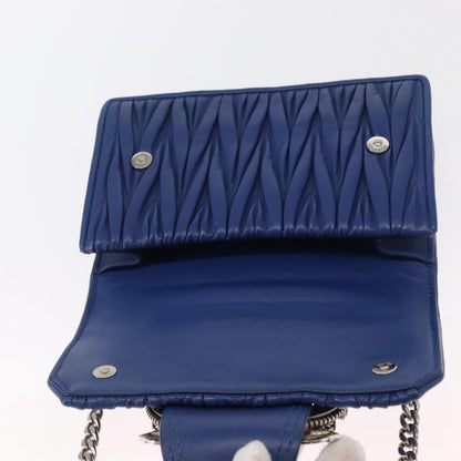 Miu Miu Madras Crystal Buckle Shoulder Bag Matelasse Leather, BLUE, LEATHER, Shoulder bag