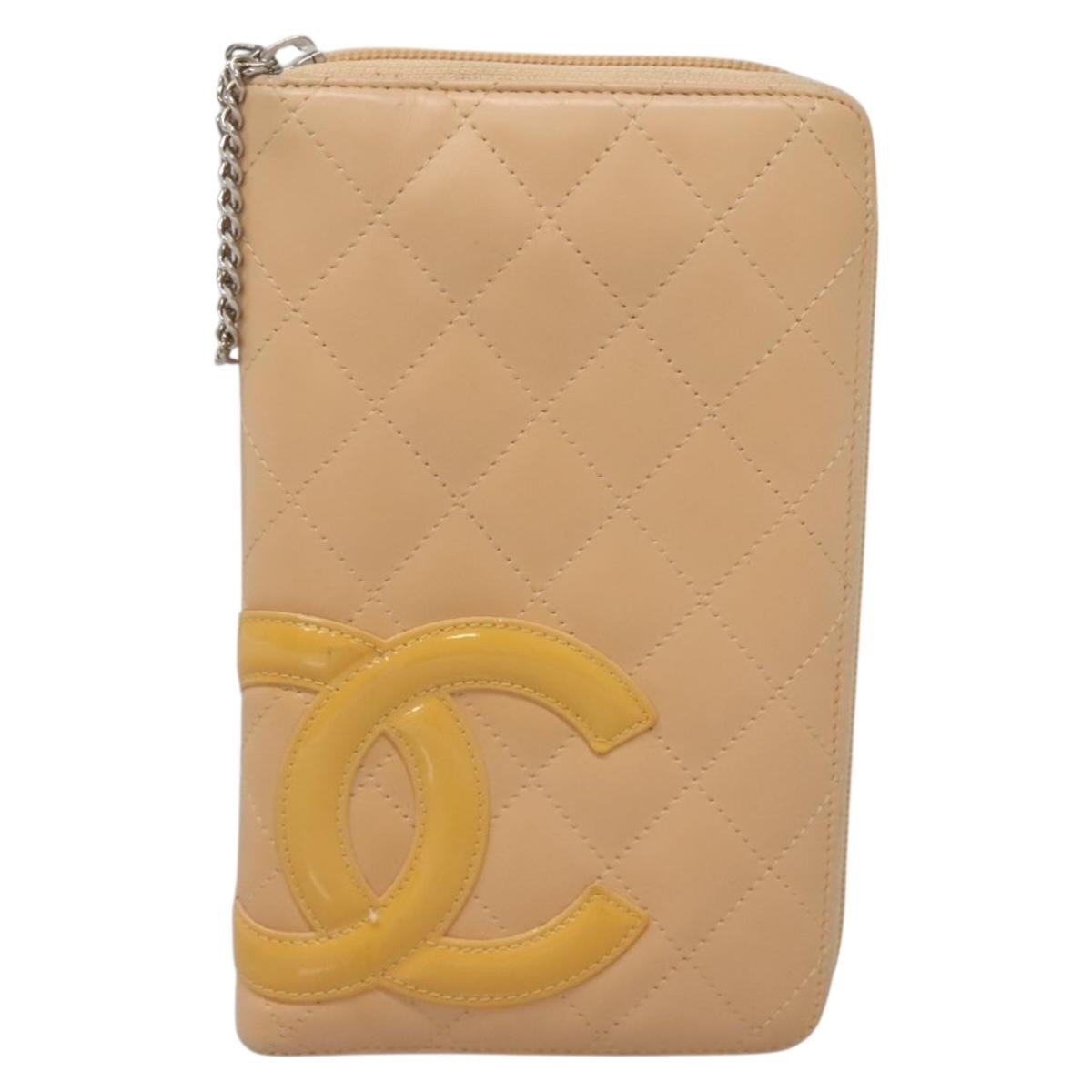 Chanel Cambon Zip Around Organizer Wallet Quilted Lambskin, ORANGE, LEATHER, Wallets