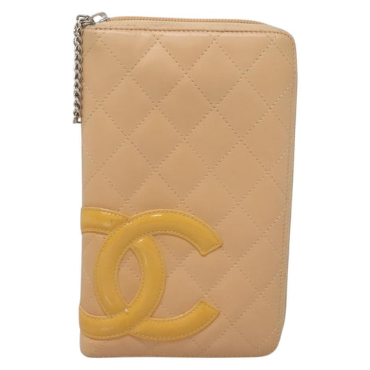 Chanel Cambon Zip Around Organizer Wallet Quilted Lambskin, ORANGE, LEATHER, Wallets