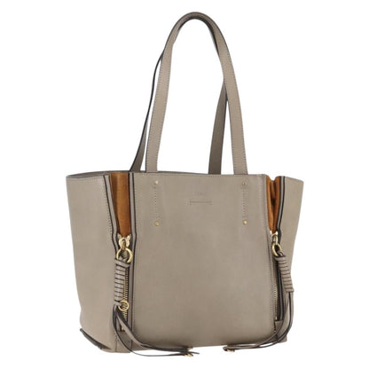 Chloe Milo Shopping Tote Leather, BEIGE, LEATHER, Tote bag