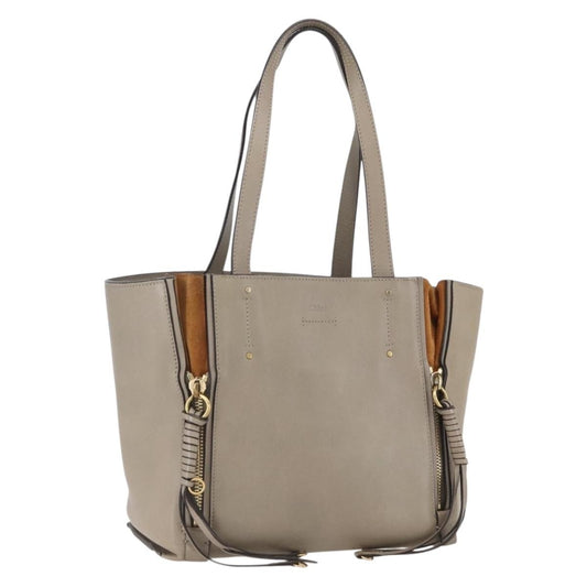 Chloe Milo Shopping Tote Leather, BEIGE, LEATHER, Tote bag