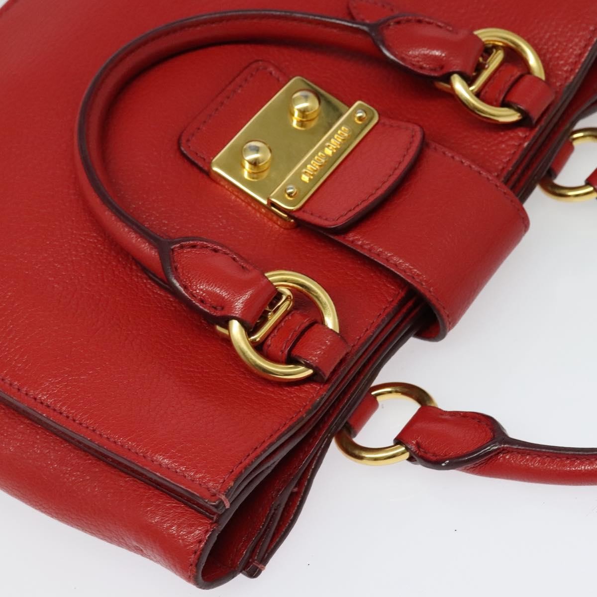 Miu Miu Madras Convertible Lock Tote Leather, RED, LEATHER, Handbag