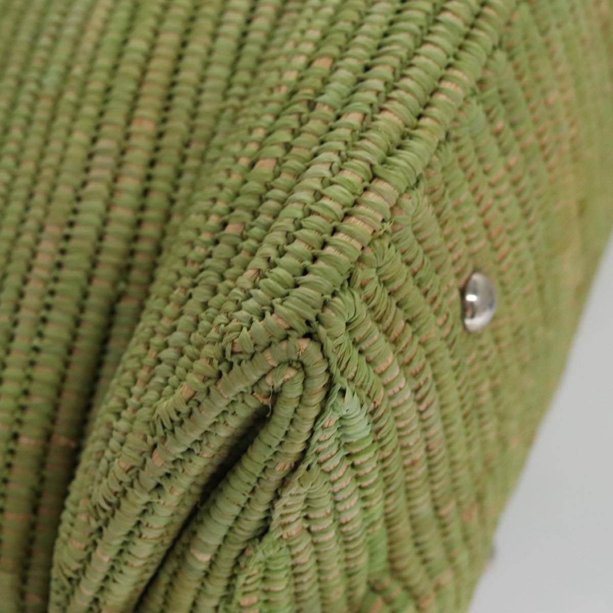 Salvatore Ferragamo Sofia Satchel Raffia with Leather, GREEN, WOOD, Handbag