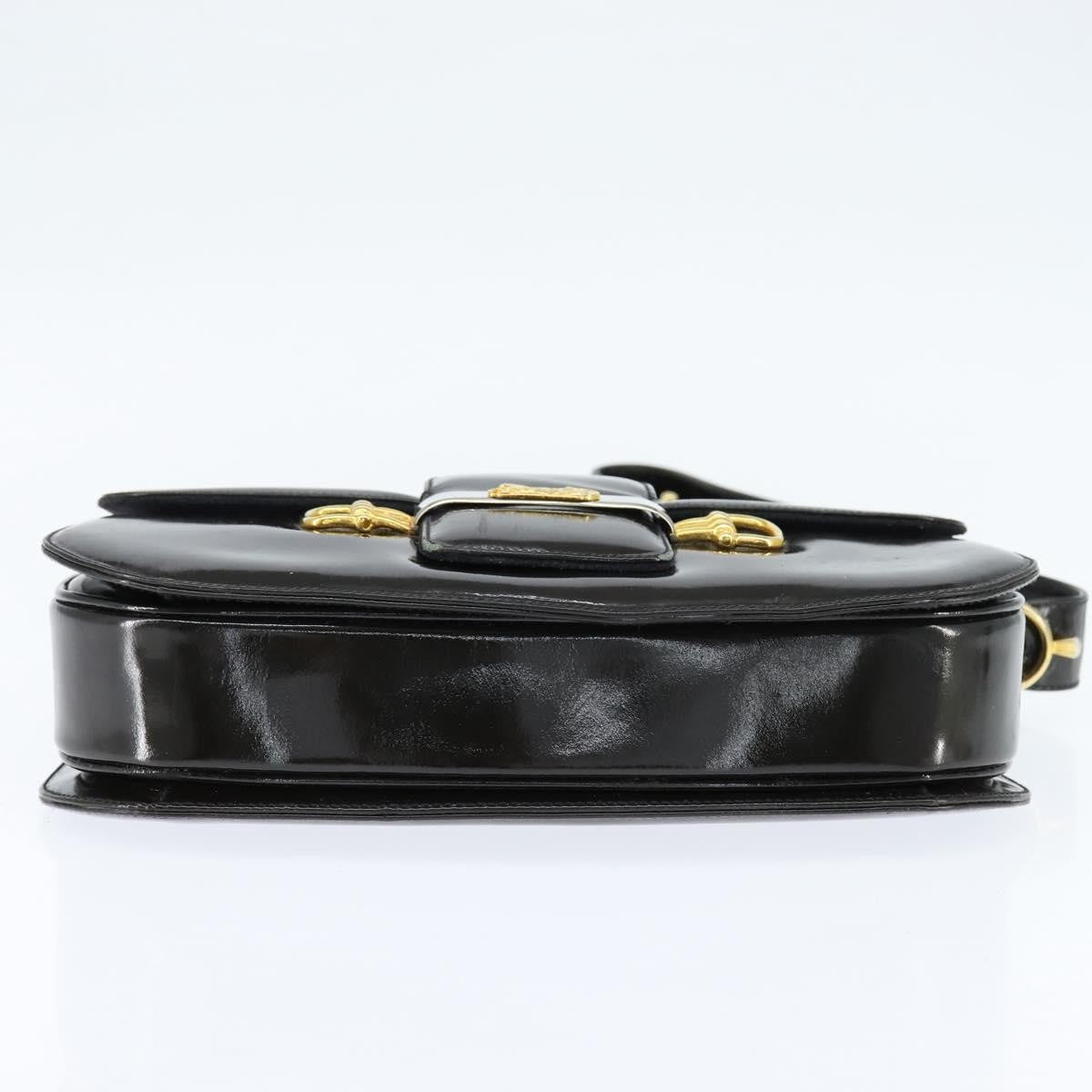 Celine Vintage Carriage Flap Clutch Leather, BLACK, PATENT_LEATHER, Shoulder bag