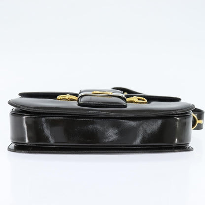 Celine Vintage Carriage Flap Clutch Leather, BLACK, PATENT_LEATHER, Shoulder bag