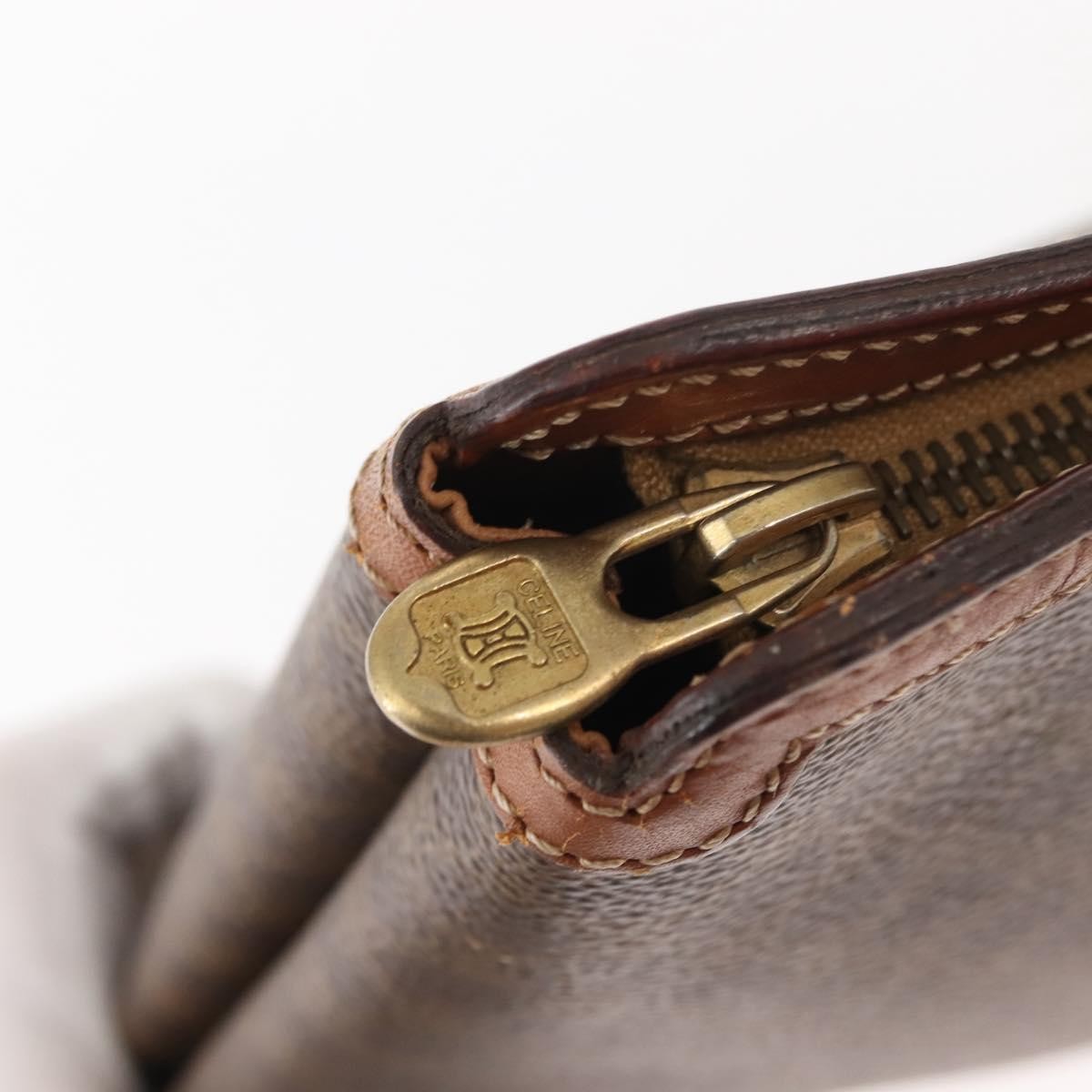 Celine Circle Logo Macadam Pouch Canvas and Leather, BROWN, CANVAS, Clutche & pouche