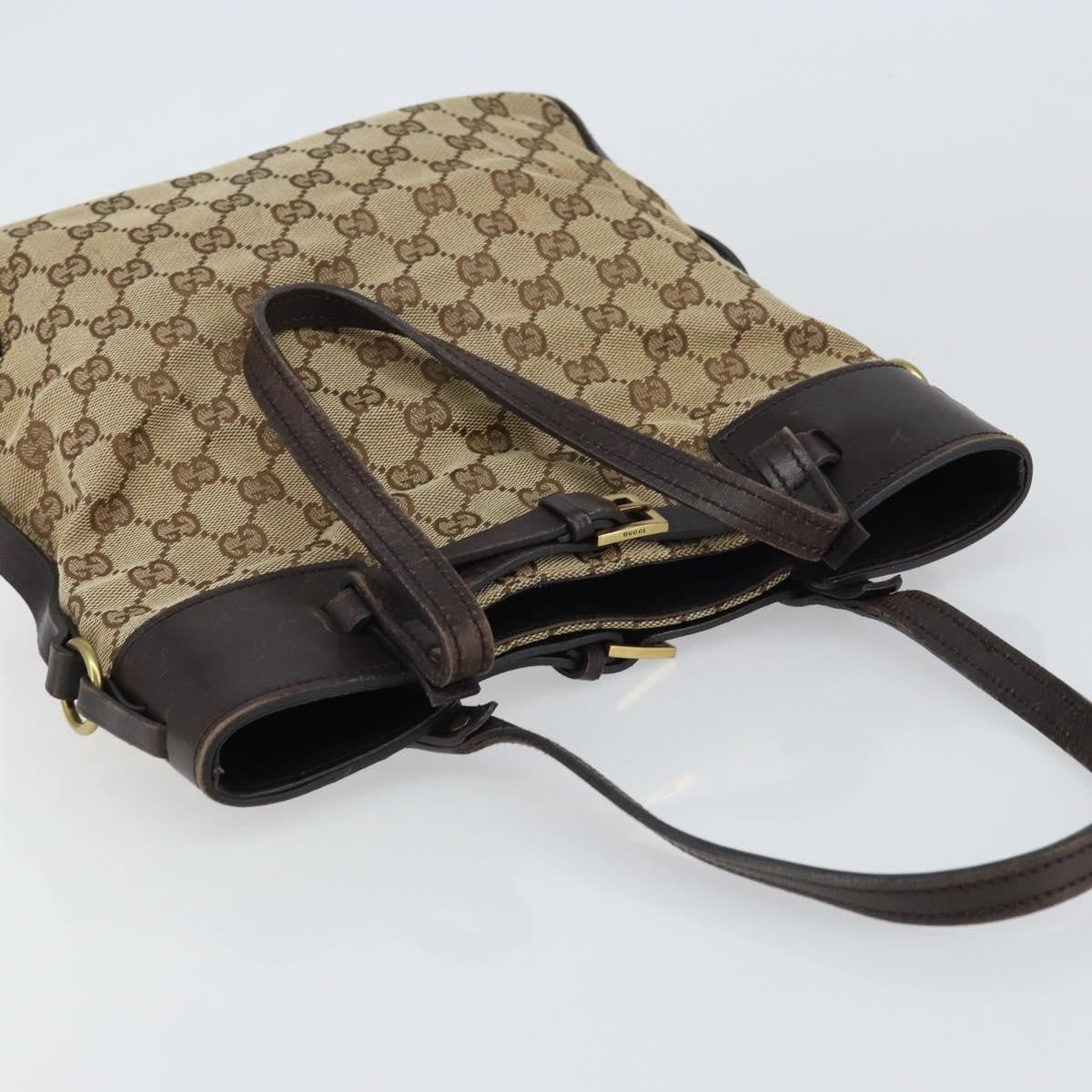 Gucci Belted Bucket Tote GG Canvas with Leather, BEIGE, CANVAS, Tote bag