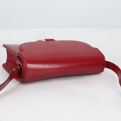 Gucci GG Ring Shoulder Bag Leather, RED, LEATHER, Shoulder bag