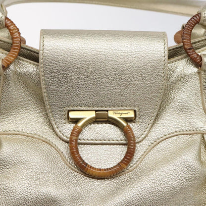 Salvatore Ferragamo Marisa Satchel Leather, GOLD, LEATHER, Shoulder bag