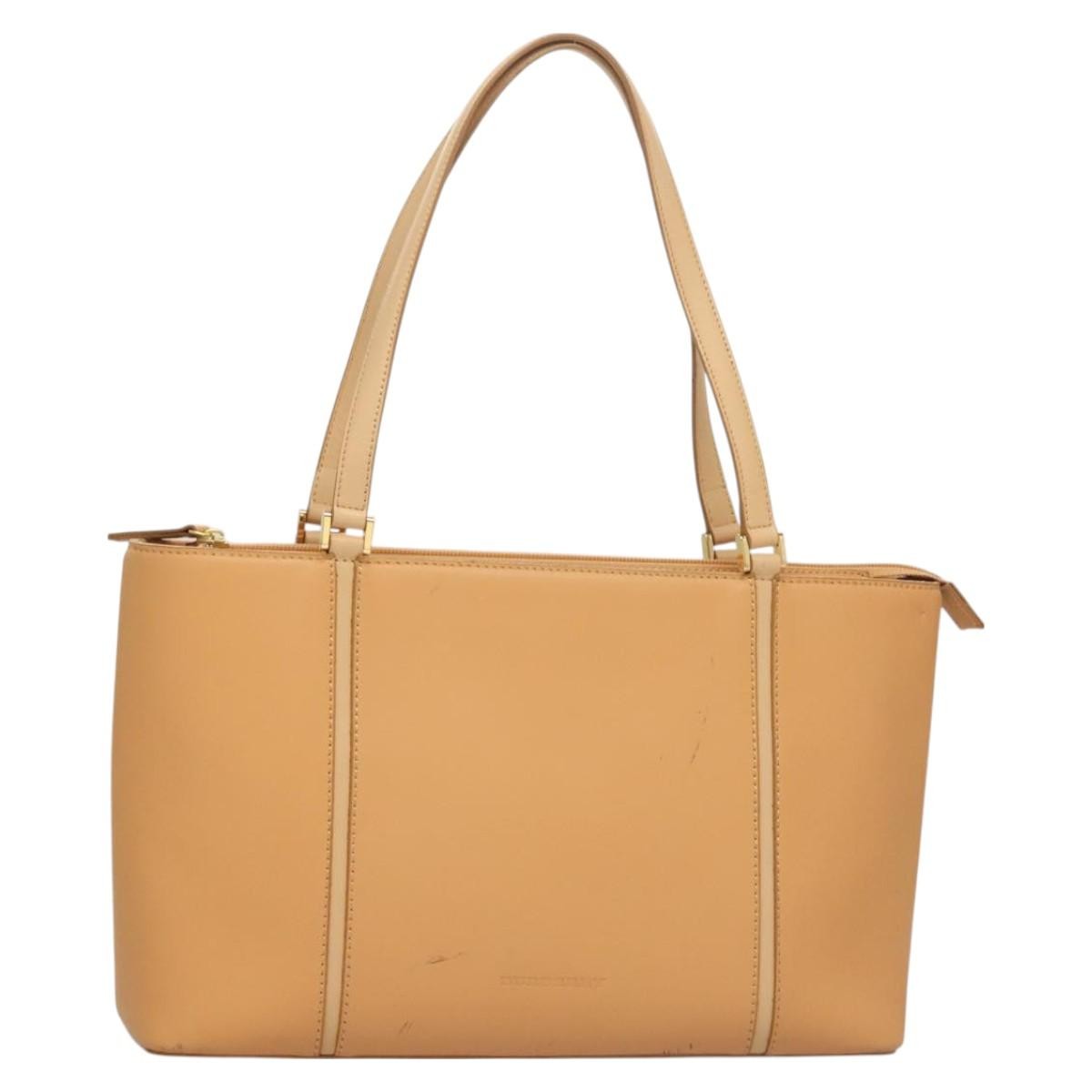 Burberry Handle Tote Leather, BEIGE, LEATHER, Tote bag