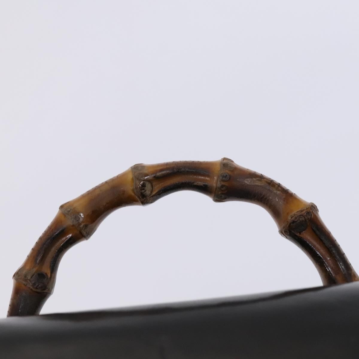 Gucci Vintage Bamboo Backpack Patent, Black, Patent Leather, Backpack