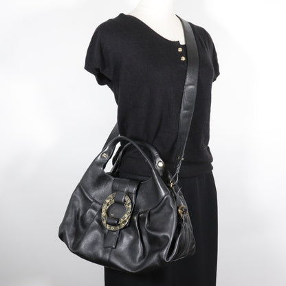 Bvlgari Chandra Hobo Leather, Black, Leather, Handbag
