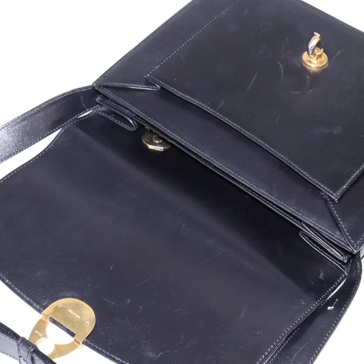 Celine Flap Shoulder Bag Leather, BLACK, LEATHER, Shoulder bag