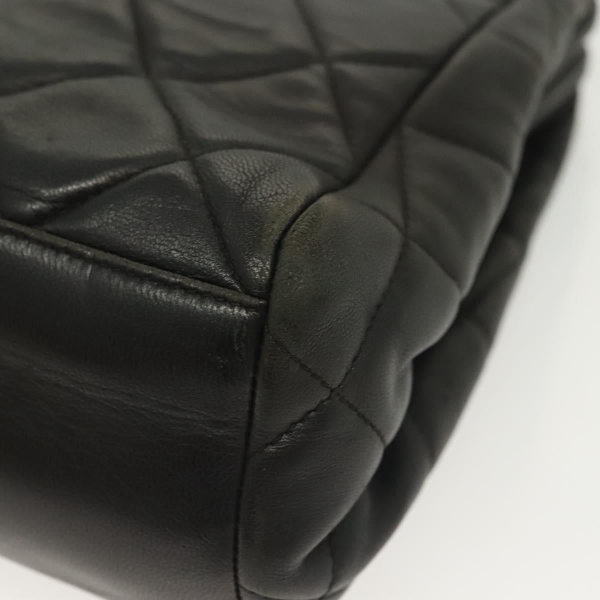 Chanel Vintage Chain Frame Bag Quilted Lambskin, BLACK, LEATHER, Shoulder bag