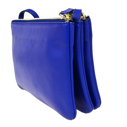 Celine Trio Crossbody Bag Leather, BLUE, LEATHER, Crossbody bag