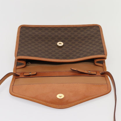 Celine Vintage Macadam Circle Logo Shoulder Bag Canvas and Leather, BROWN, CANVAS, Shoulder bag