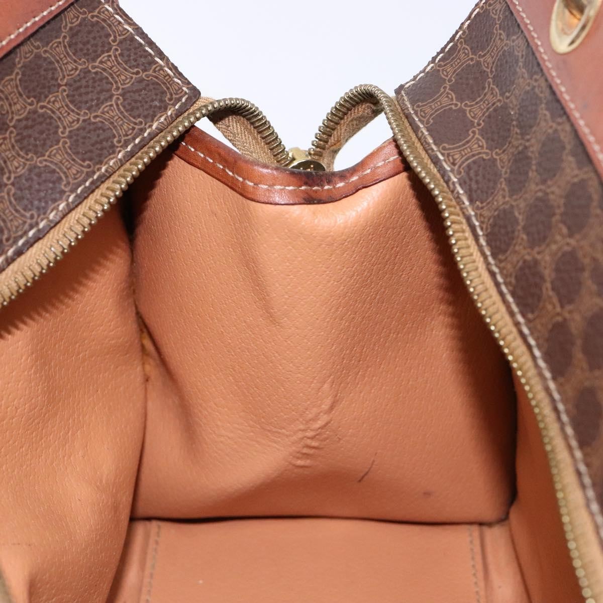 Celine Macadam Handbag Macadam with leather, BROWN, CANVAS, Handbag