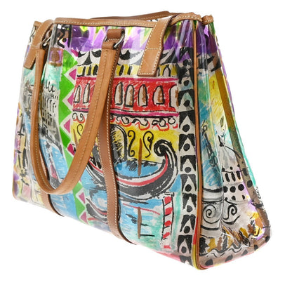 Prada Venice Belted Tote Printed Canvas and Leather, MULTICOLOUR, LEATHER, Tote bag