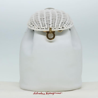 Salvatore Ferragamo Gancini Backpack Leather, WHITE, LEATHER, Backpack
