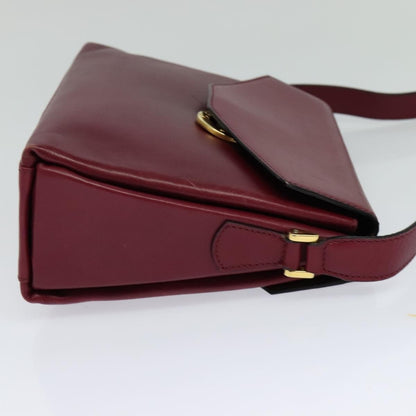 Celine Circle logo Leather, BURGUNDY, LEATHER, Shoulder bag